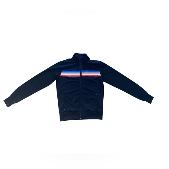 Vintage Black Retro Rainbow Track Jacket Full Zip || Forever21 - Picture 3 of 4
